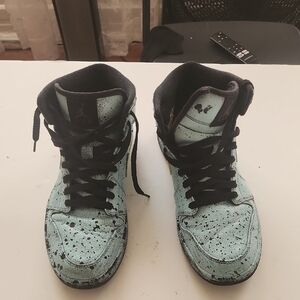 Nike Black and Light Blue Splatter Sneakers